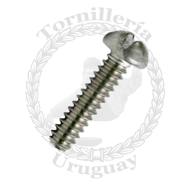 Tornillo para metal acero Inox. cabeza redonda ranura paleta 1/4x2.1/2