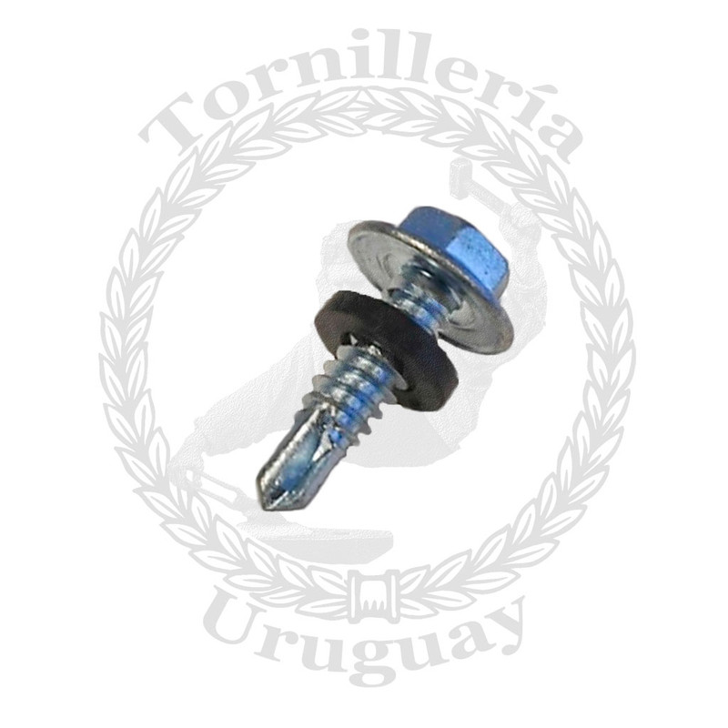 Tornillo punta Mecha cabeza hexagonal completo con arandela PVC6.3x50